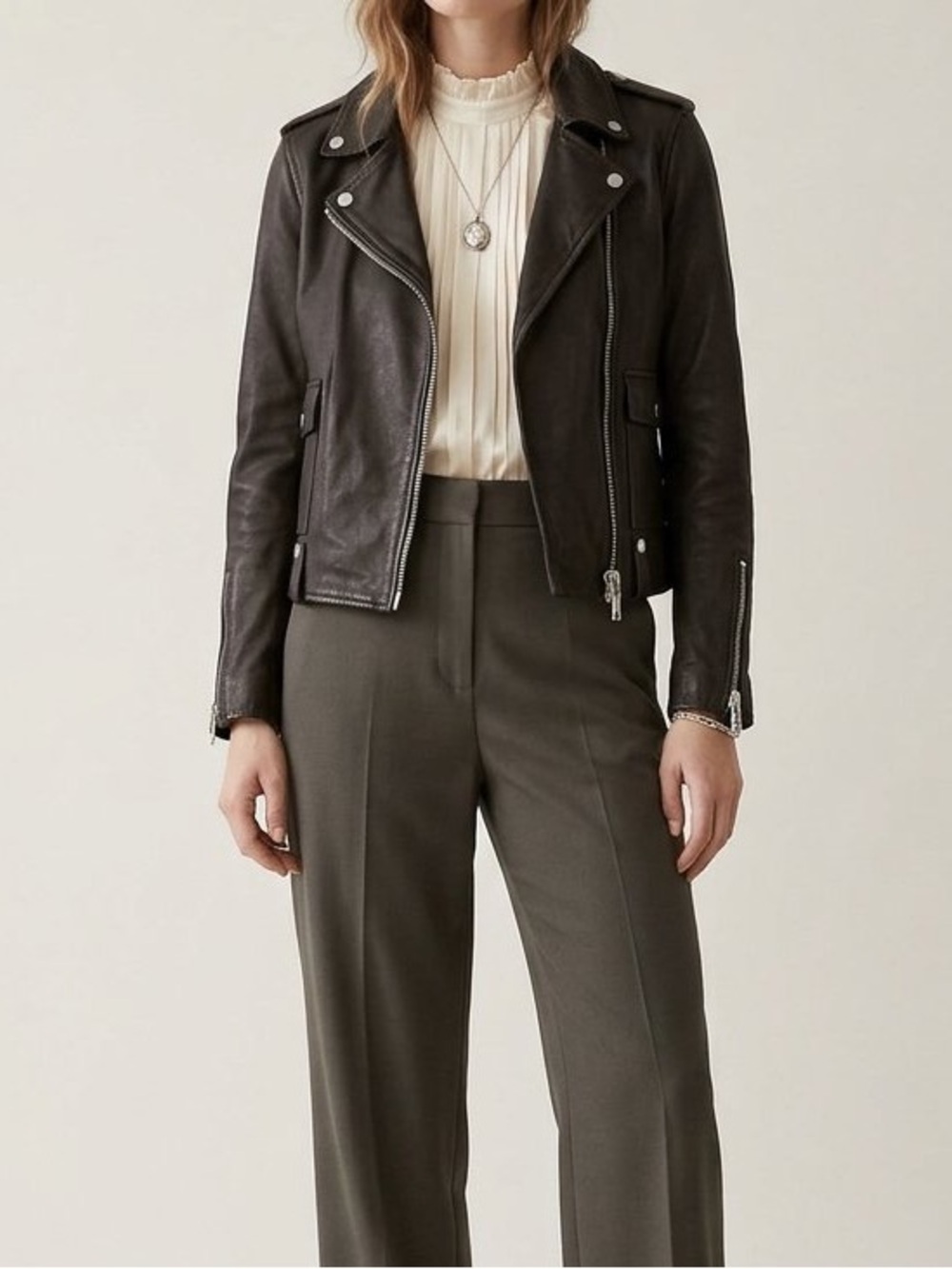 AllSaints Black Leather Biker Jacket